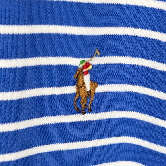 Polo Ralph Lauren 2XL Blue White Striped Pima Interlock Pony Men’s Polo Shirt - Picture 2 of 4